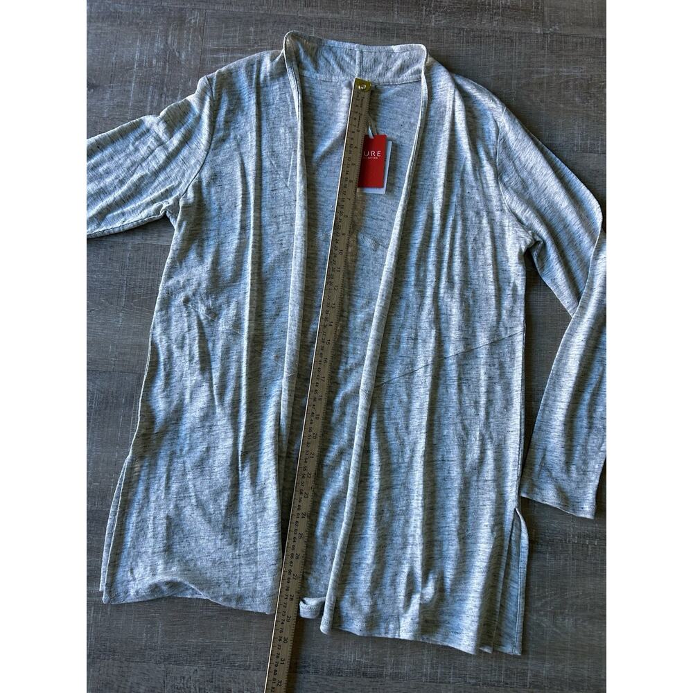 Pure Collection 100% Linen Longline Cardigan Womens US 12 Light Gray Marl NWT - Picture 5 of 12